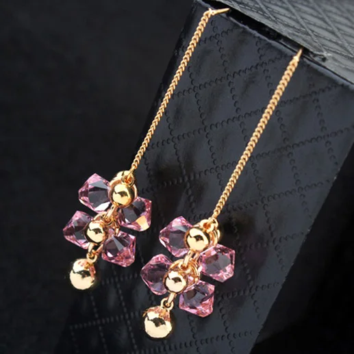 Романтические висячие серьги с кристаллами Сваровски длинные для женщин