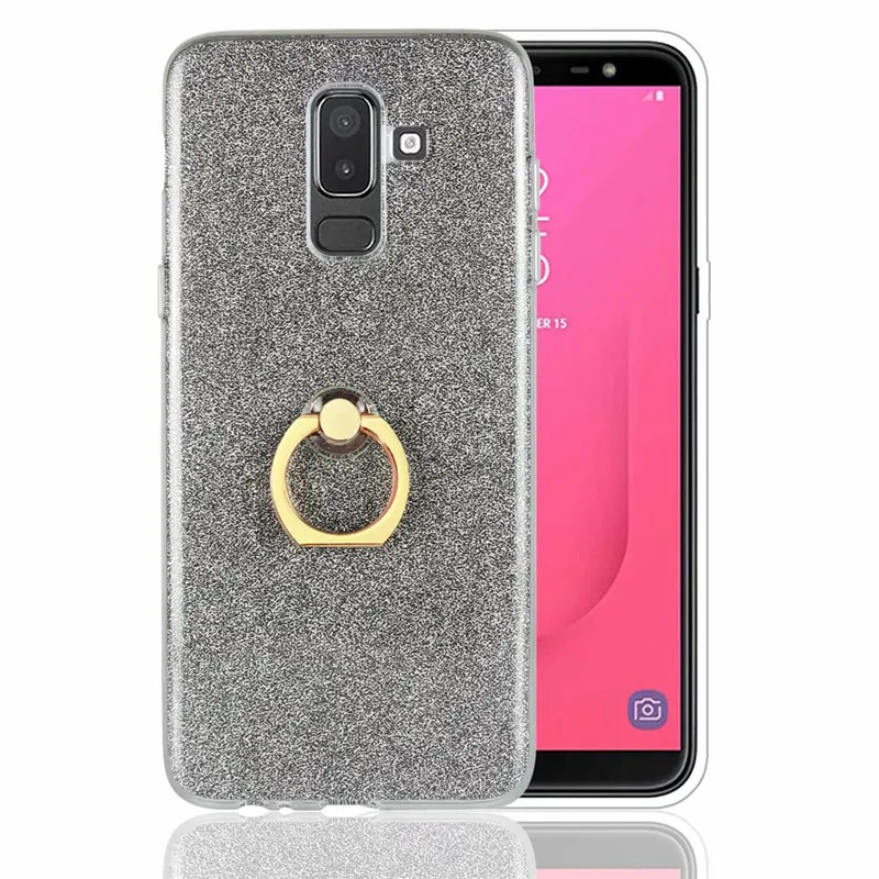 Ainike Bling Glitter Phone Sticker For Samsung Galaxy J1ace J2Pro A6 J5Prime J7Max A9s J330 Soft TPU Case With Ring Holder |