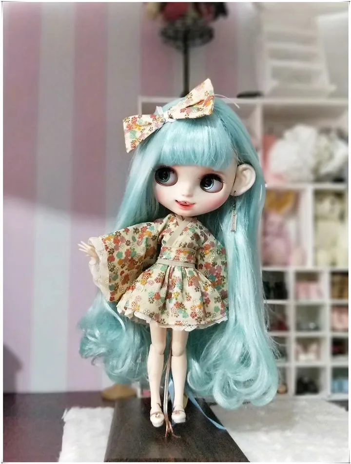 Японские кимоно с повязка на голову для Блит, Kurhn, озон, OB24, Momoko, licca 1/6 куклы Cospaly Наряжаться Одежда для кукол