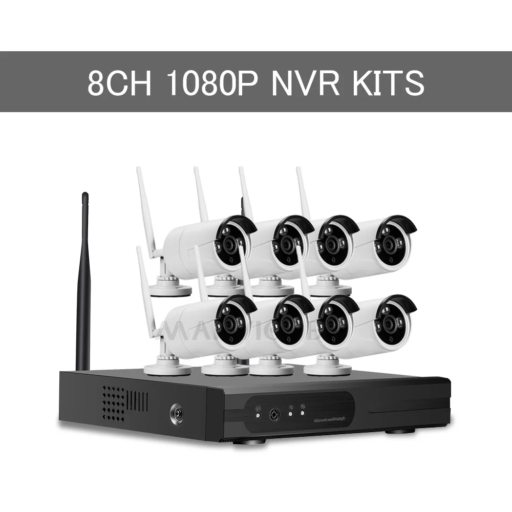 8CH 1080P NVR Kits Домашняя система безопасности, беспроводная система видеонаблюдения, 8-канальная система видеонаблюдения, уличная ip-камера 1080P HD, Wifi, NVR, комплект ночного видения p2p - Цвет: 8CH 1080P NVR Kits