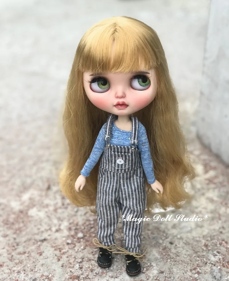 [MG640] Новинка Neoblythe одежда# полосатый хлопковый комбинезон с картонной печатью подходит для Blyth Azone Licca OB24 кукла Outfis розничная