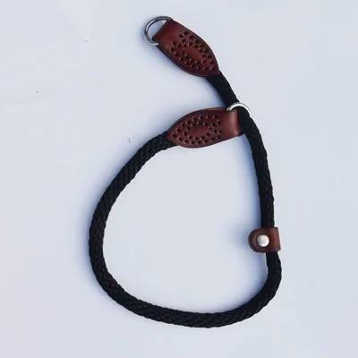 black color Высокое качество, кожаный нейлоновый ошейник для собак, полудроссельная цепь, тренировочные ошейники для собак, ошейники для средних и больших питомцев, черный, красный, коричневый цвет - Цвет: black color