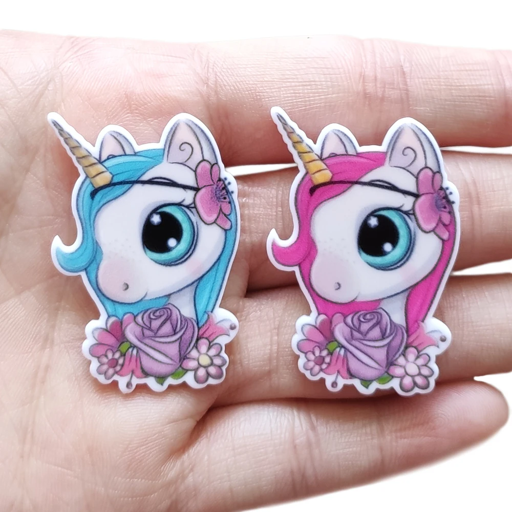 50 шт. 2 вида стилей смешанный мультяшный цветок единорог плоская задняя часть