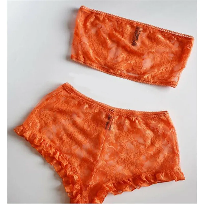 Женские кружевные комплекты прозрачные из 2 предметов с цветочным принтом без