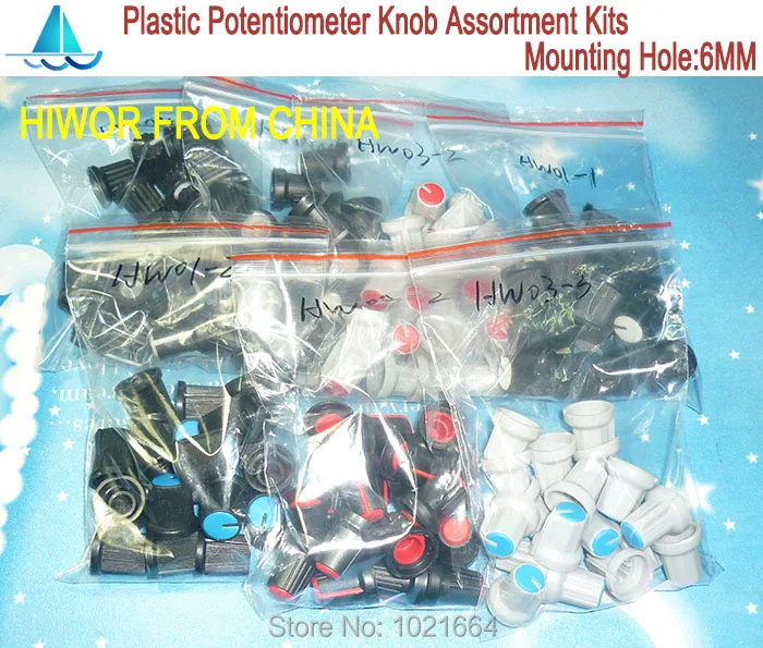 140pcs/lot HW High quality Plastic Potentiometer Knob Assortment Kits 7Values each 20 pcs | Электронные компоненты и