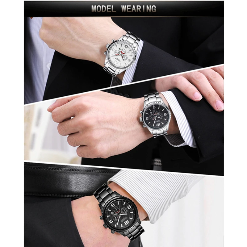 Часы CURREN Мужские из нержавеющей стали водонепроницаемые|Кварцевые мужские часы|