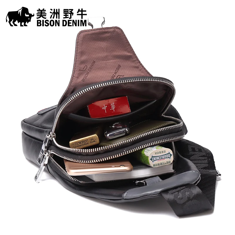 BISON DENIM брендовая мужская пляжная сумка из натуральной кожи мужские сумки на