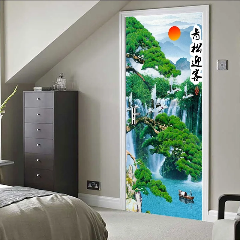 Креативные 3D наклейки на двери ПВХ водонепроницаемые для ремонта дверей Фреска