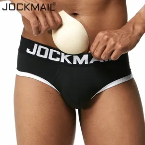 Трусы-брифы JOCKMAIL мужские с наполнителем для пениса, пикантное дышащее хлопковое нижнее белье для увеличения наполнителя, трусы для геев