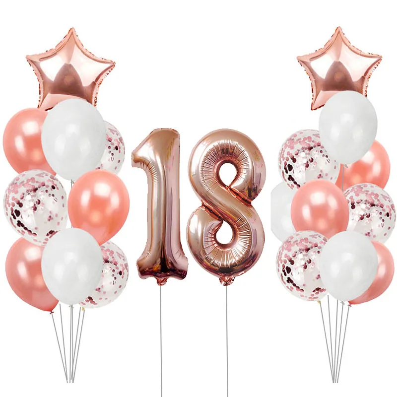 18 Розовое золото, От 1 до 6 лет воздушные шары на день рождения, украшения для вечеринки на день рождения, для детей и взрослых, 1st 2nd, 18, 21, 30, 40, 50, 60, товары для дня рождения - Цвет: 18
