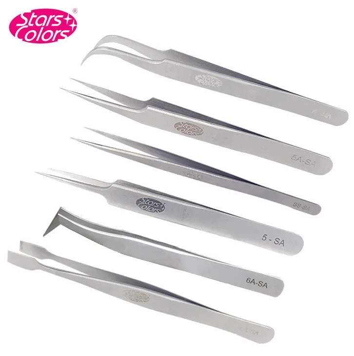 Star colors False Eyelash Tweezer Pro Lashes picker diagnostic-tool Mink Lash Tweezwer | Красота и здоровье