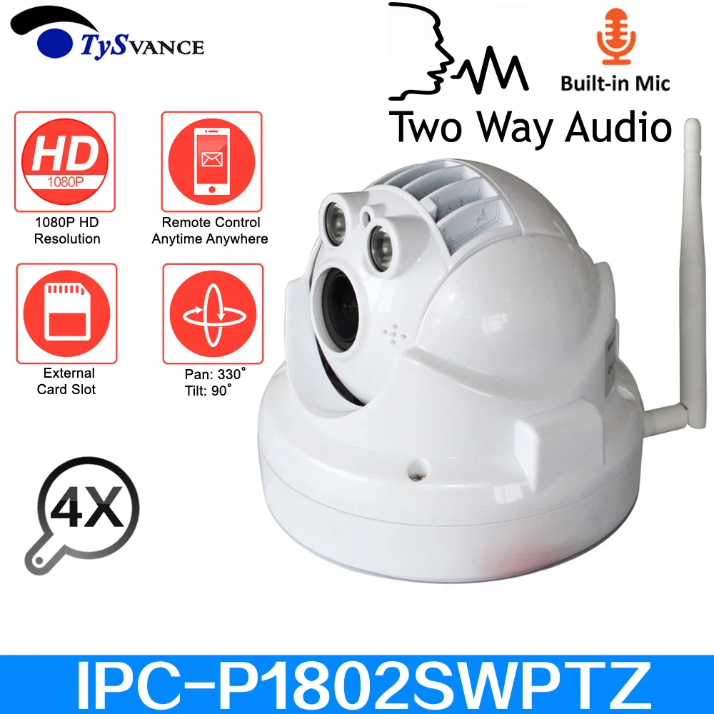 PTZ камера безопасности 2MP WiFi 2 4G HD 4x оптический зум SD слот для карты инфракрасного