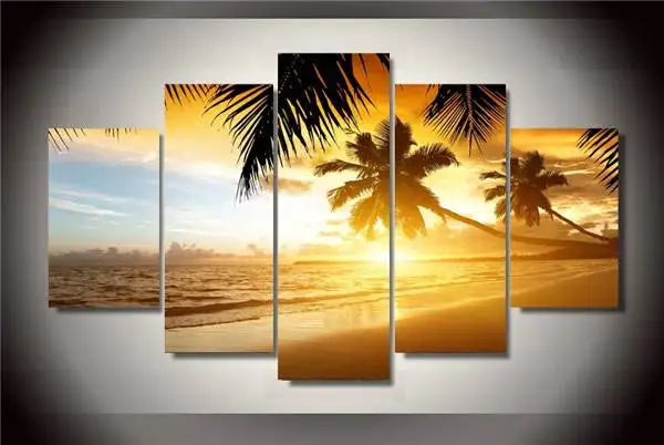 Hd Печать Тропический Закат рай группа картина декор комнаты печать плакат холст