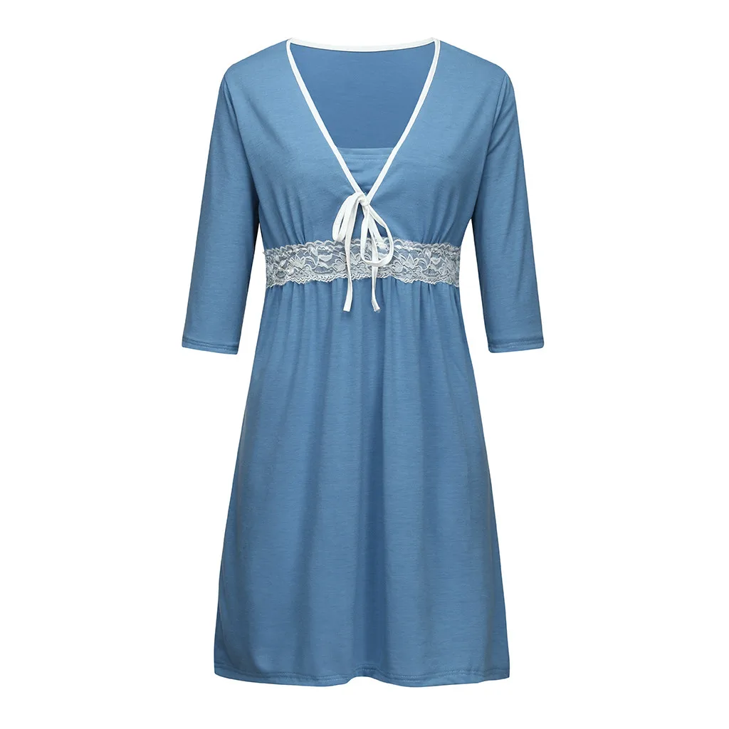 Женские платья для беременных летняя кружевная ночная рубашка повседневное
