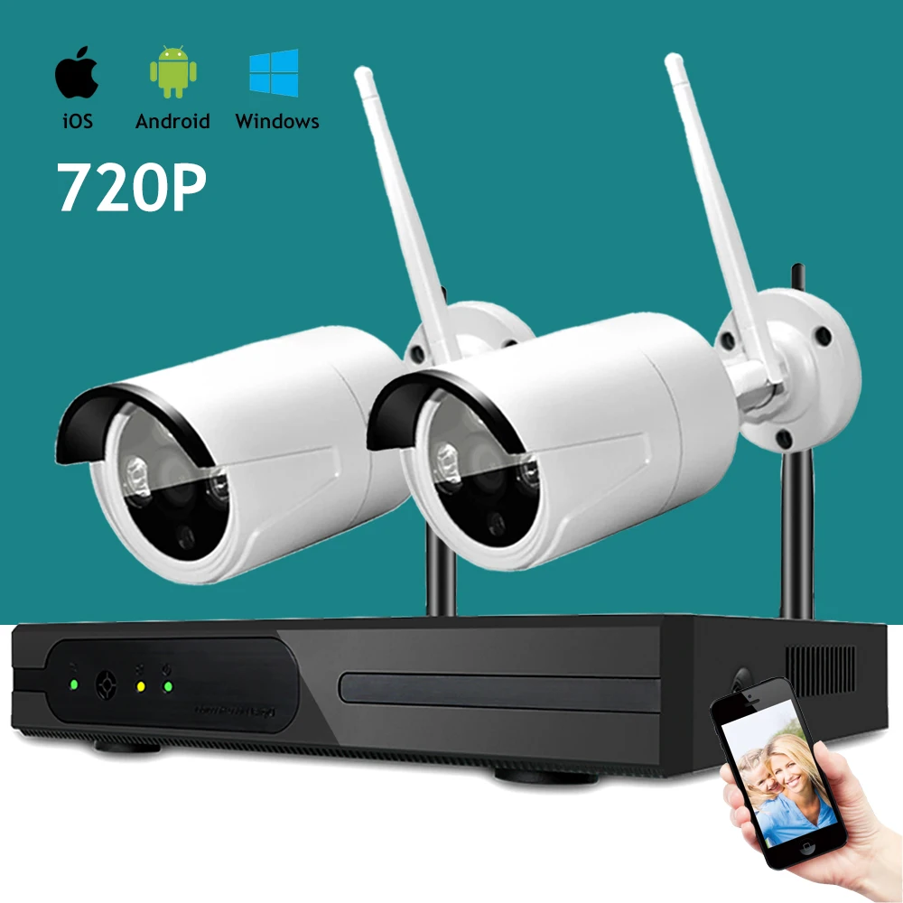 2 шт. 4CH NVR Беспроводной HD Home Security Системы цилиндрическая камера видеонаблюдения