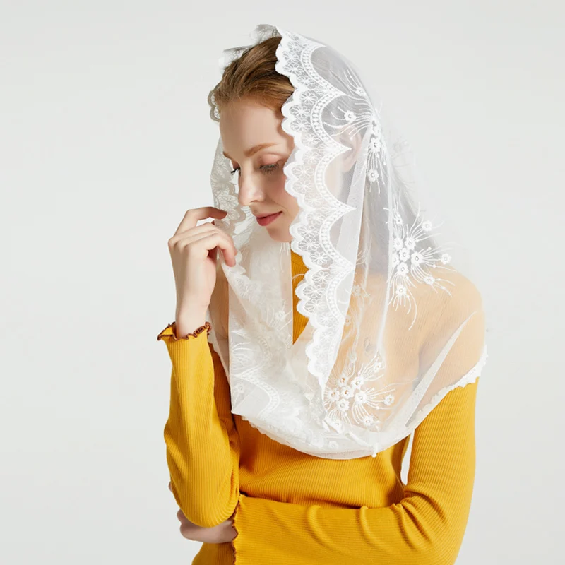 Leo anvi белого и черного цвета Church Veil традиционные католический православная вуали религиозные головные уборы Мантилья кружева Латинской массового шарф