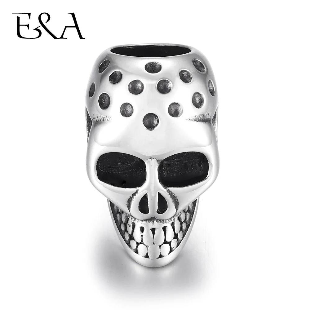 

Stainless Steel Beads Skull Big Large Hole 6 8mm Charms Slider DIY Men Bracelet Leather Cord Making Jewelry Findings Accessories