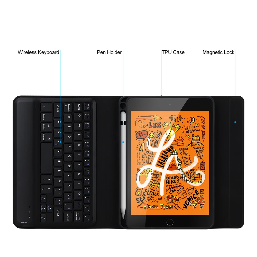 Новинка 2019 полностью защищающий чехол с Bluetooth-клавиатурой для iPad mini 2/3/4/5 7 9 дюйма