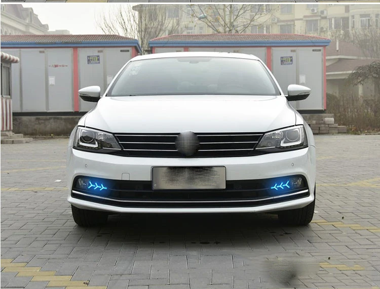 

Osmrk led drl daytime running light for Volkswagen sagitar 2015-2018 with Dynamic moving yellow turn signal and blue night light