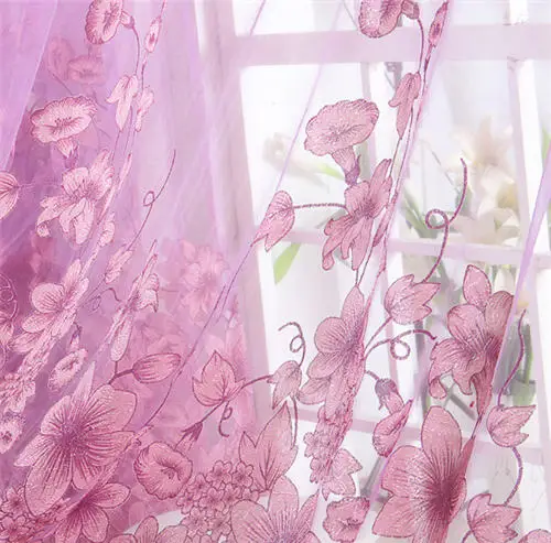 purple tulle Изысканный чехол для телефона Гостиная Тюль гардины Кухня оконные Дверные Шторы Европейского занавески - Цвет: purple tulle