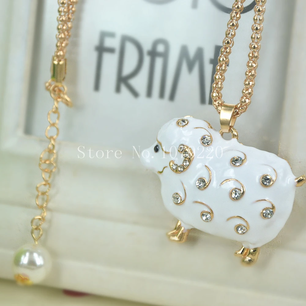 Милый свитер с овечкой бусы ожерелье ювелирное изделие кристалл женское длинное