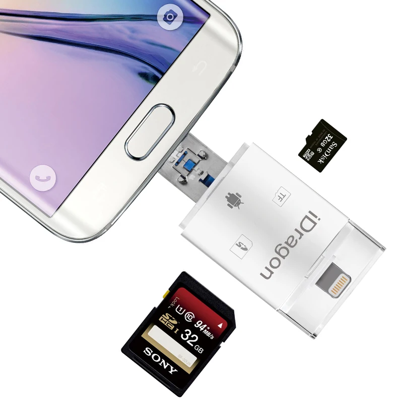 2 в 1 TF кард-ридер Micro SD кард-ридер OTG USB 2,0 Microsd кард-ридер для iphone/Android/Ipad