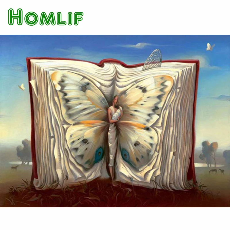 HOMLIF 5D алмазная живопись вышивка крестиком книга Бабочка красота Алмазная полная
