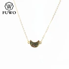FUWO натуральный Абалон ракушка подвеска в виде полумесяца с золотыми отделанными Высококачественная латунная цепь Seashell ювелирные изделия оптом NC517