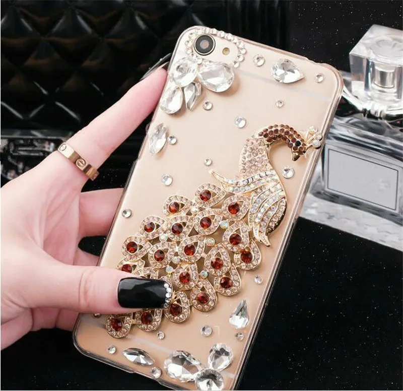 XSMYiss Luxury Peacock Bling Diamond Phone Case For Xiaomi 5X 6X 8 9 SE Lite Max2 Redmi Note 4X 5A 5 6 7 Pro Soft Back Cover |