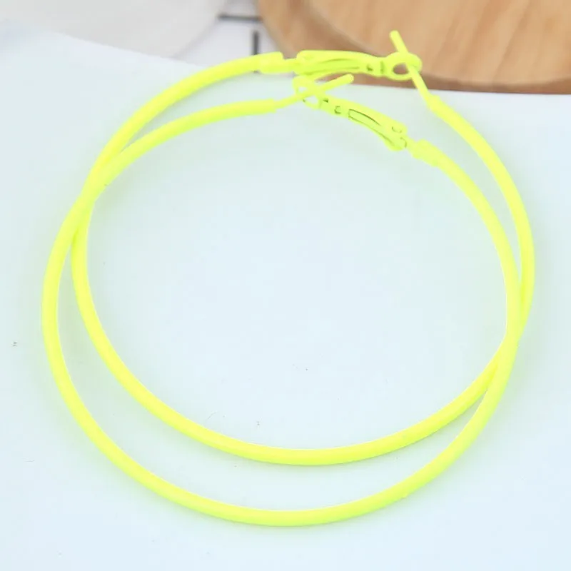 6CM Big Circle Hoop Earrings For Women Korean Yellow Green Colorful Hoop Earring Female Brincos Fashion Jewelry Gifts - Окраска металла: Yellow