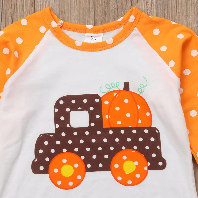 2020 брендовые топы для маленьких девочек на Хэллоуин с изображением машины тыквы