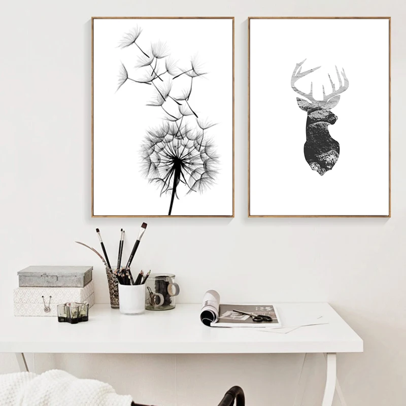 Горный постер черно белые фотографии Одуванчик постеры и принты абстрактная