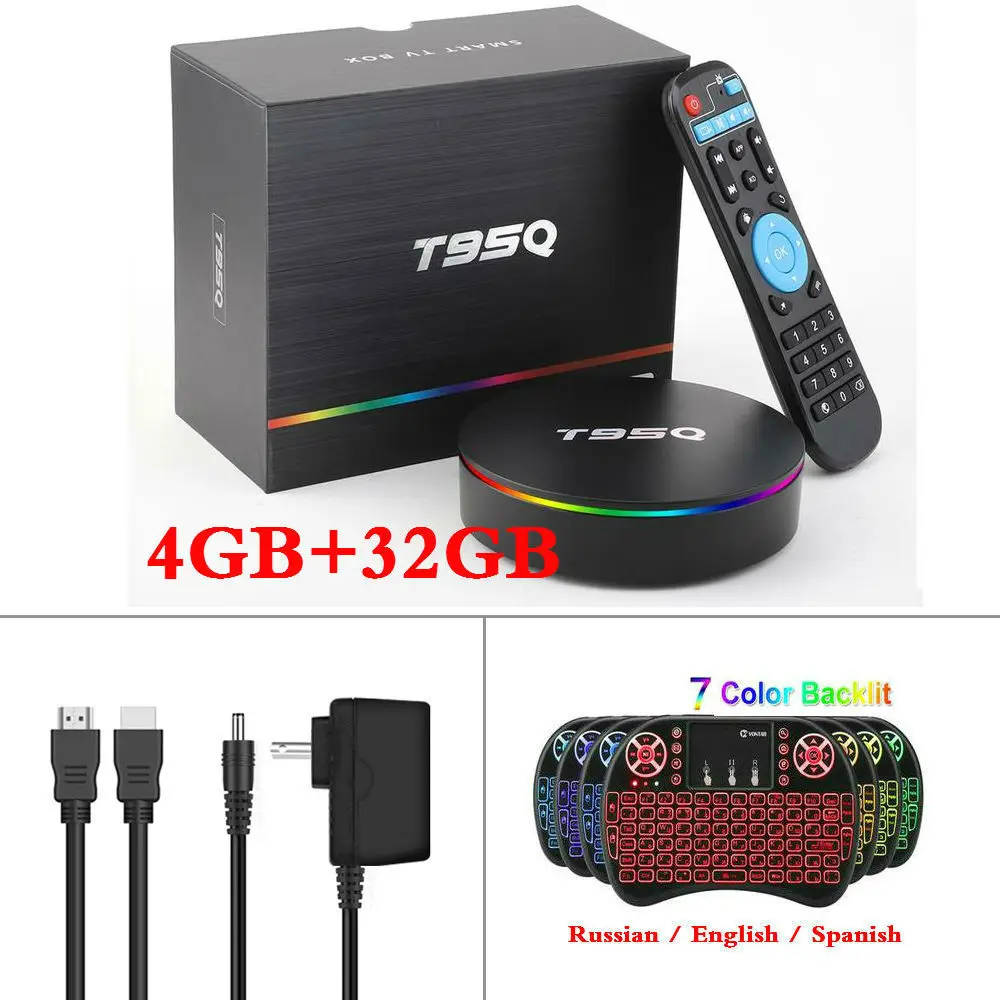 4G32G Backlitt i8 Amlogic S905X2 Android 9,0 ТВ-приставка T95Q 4K смарт-медиаплеер 4 Гб ОЗУ 64 Гб ПЗУ 32 Гб четырехъядерный 2,4 ГБ и 5 ГГц Wifi PK X96MAX телеприставка - Цвет: 4G32G Backlitt i8
