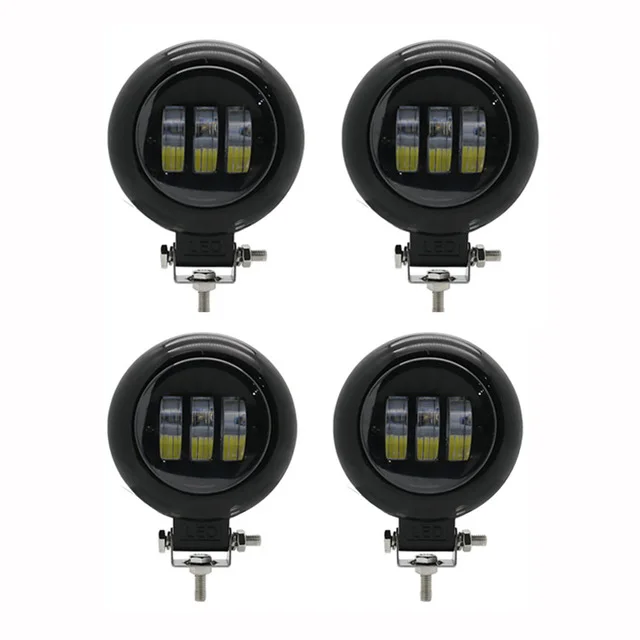 4pcs Black Round Светодиодный рабочий светильник для внедорожников 4," 30 Вт 12 В 24 в 4x4, противотуманный светильник, светильник для внедорожников, светильник для вождения лодки, водонепроницаемый IP68 для внедорожников и джипов - Цвет: 4pcs Black Round