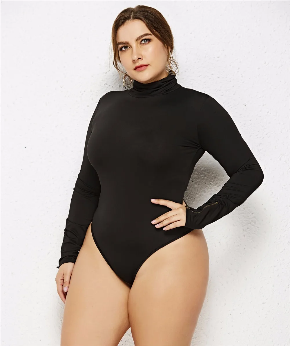 5XL6XL Комбинезоны для женщин с длинным рукавом водолазка тонкий женский