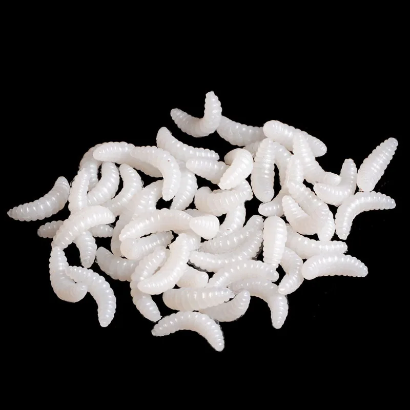 White Мягкие приманки, 50 шт., 2 см, 0,35 грамм, мягкие белковые приманки, искусственные черви, рыболовные приманки для карпа - Цвет: White