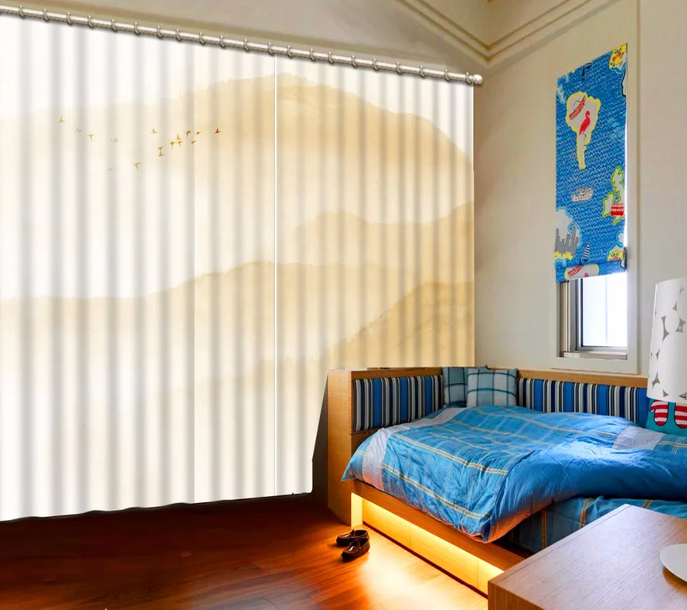 Затемняющие шторы для гостиной 3d-занавески бледно-желтого цвета с изображением