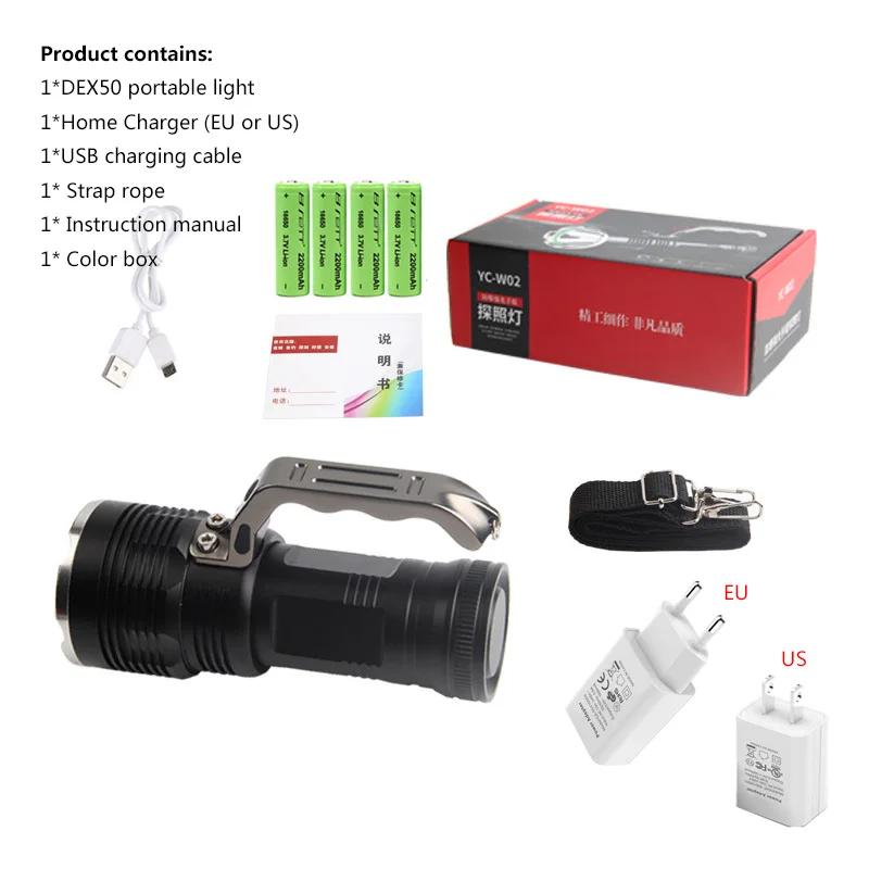 Battery and charger Фонарь светодиодный аккумуляторный Cree xhp70 xhp50,18650 аккумулятор, фонарь для охоты, кемпинга, самообороны, мощный светодиодный тактический фонарик - Испускаемый цвет: Battery and charger
