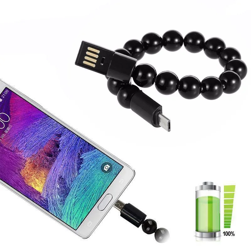 Портативный USB-кабель с бусинами для зарядного браслета зарядный кабель