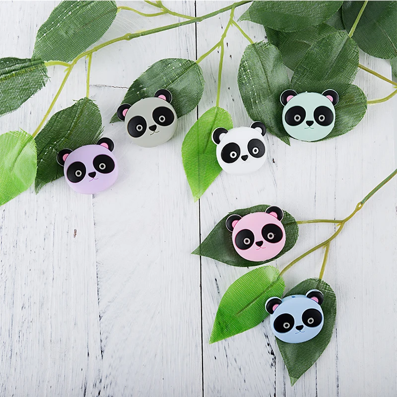 

5pc Baby Silicone Teether Beads Cute Panda Animal DIY Baby Teether Teething Rodent Pacifier Chain Pendant Bracelet Bite Chew Toy