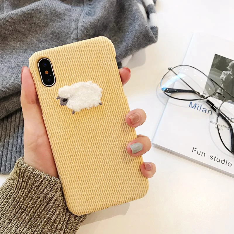 GlamPhoneCase зимний тканевый чехол для телефона iPhone 6 6S 7 8 Plus 6splus X милый 3D мультяшный