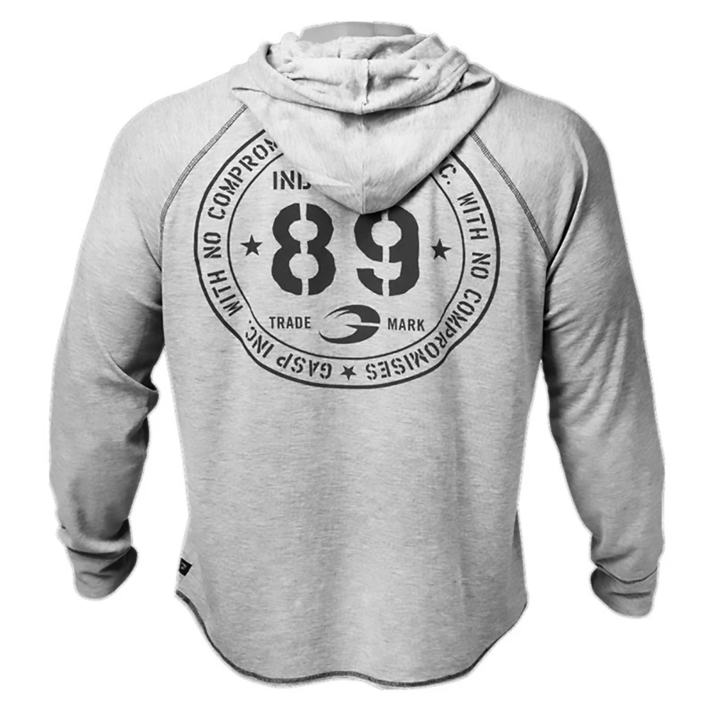 Men's Running Hoodies Long Sleeve Slim Fitness Tops Elastic Stretch Gym Bodybuilding Training Cotton Sweatshirt Sportswear