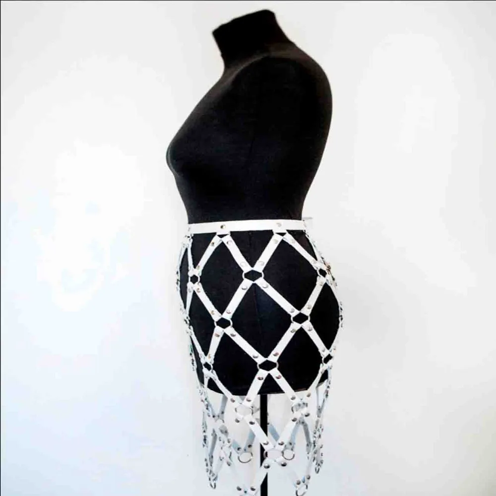 Готический панк юбки для женщин новый дизайнерский кожаный ремень скульптуры