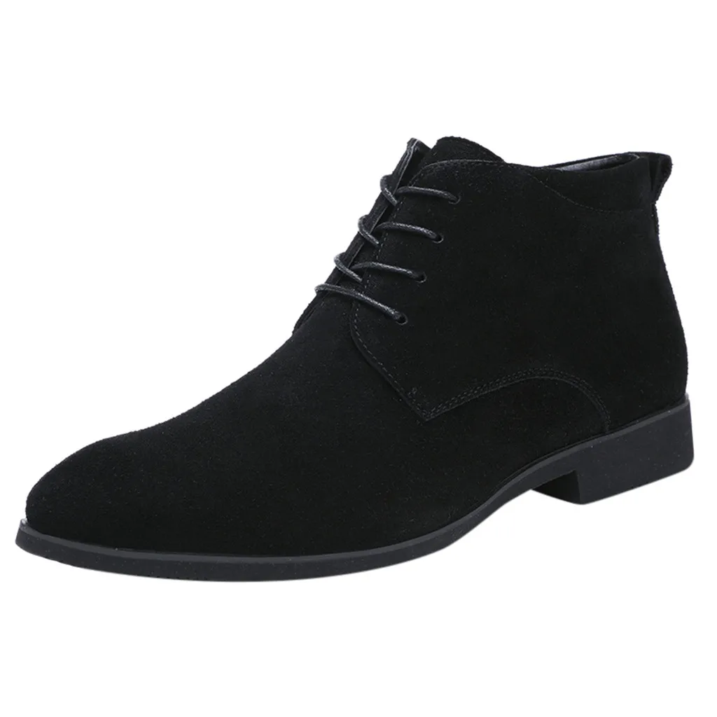 Мужские ботинки «Челси»; Зимние Замшевые полуботинки; коллекция года; мужские модные ботильоны на шнуровке с ремешками; классические ботинки на низком каблуке; Повседневная теплая обувь