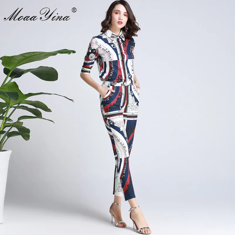 MoaaYina модельер Set сезон: весна–лето Для женщин с коротким рукавом геометрическим
