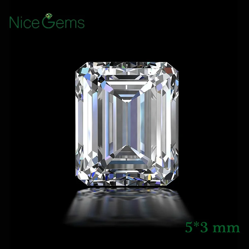NiceGems 0.27CTW Изумрудный драгоценный камень Муассанит 5*3 мм EF цветной Свободный