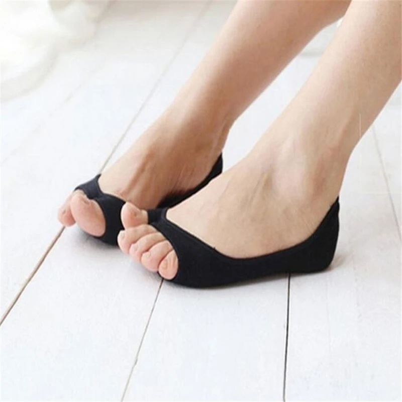 1 пара женские хлопковые носки с открытым носком незаметные низким вырезом