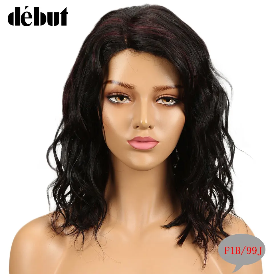 Debut Hair Wigs For Black Women Remy Curly Wavy Human Hair Wigs Brazilian Ombre Hair Part Lace Wig Free Shipping - Цвет волос: F1B/99J