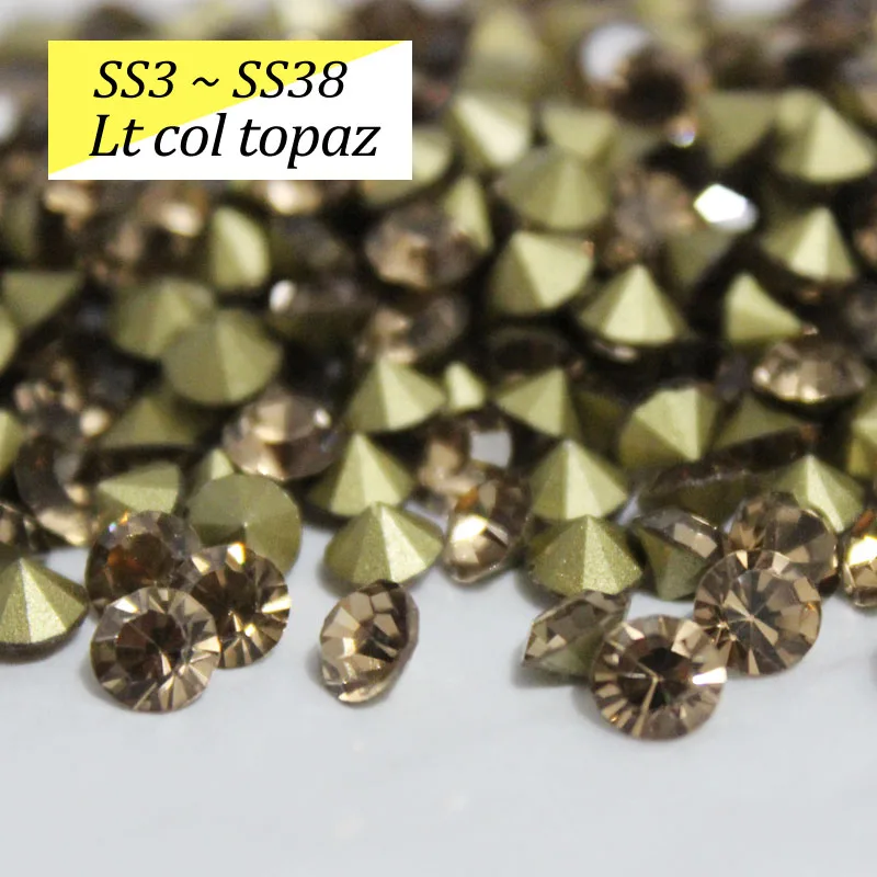 Lt col topaz SS16-SS38 блестящие хрустальные стразы круглые с заостренным фольгированным дном сзади стекло камень для одежды сумки - Цвет: Lt col topaz