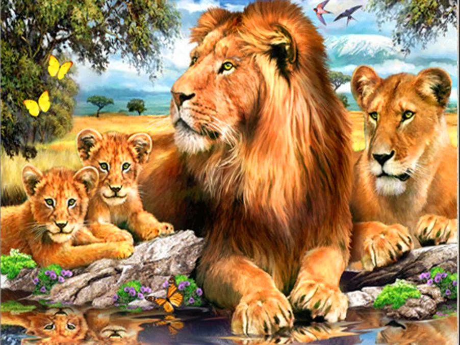 30X40CM(12&quotX 16") Lions Animal Full Drill Put Handmade Embroidery Diy Diamond Painting Cross Stitch Kit Mosaic Home Decor | Дом и сад